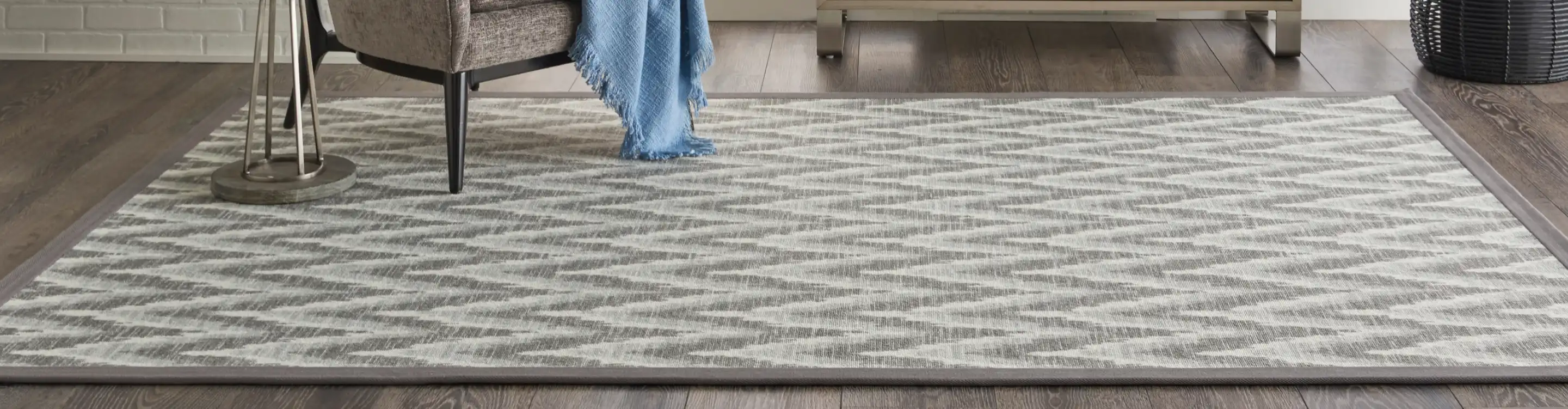 patterned area rug in living area
